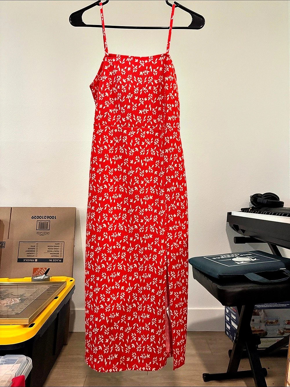 Floral Maxi Dress in Red & White Like New